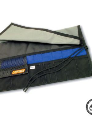 Cruztools, Roll-up tool pouch. A very rugged roll-up pouch made from ballistic nylon. With 18 pockets of varying width at two Heights to acommodate a wide range of contence