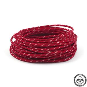 Cloth covered wiring, 25FT, Red with white tracing