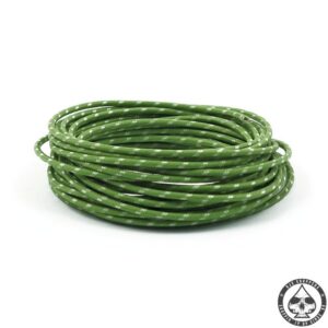 Cloth covered wiring, 25FT, Green with white tracing