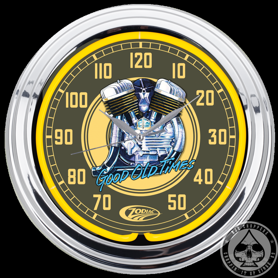 Zodiac "Flathead" Neon Clock RJC Choppers