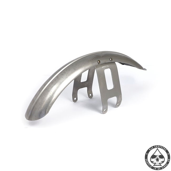 Ribbed front fender, FL 19"and 21" RAW STEEL; RIBBED