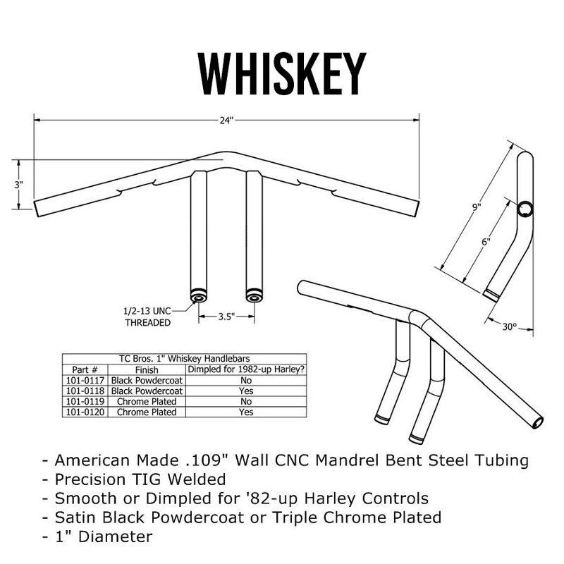 TC-Bros. 1" Whiskey Handlebars - Image 7