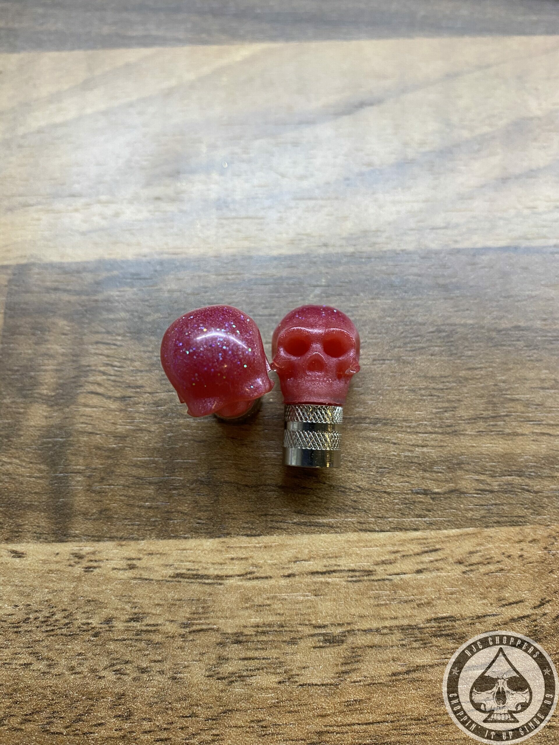 Valve Caps Skull Resin, Bright Rose - Image 2