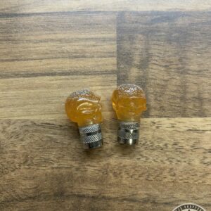 Valve Caps Skull Resin, Flaked Orange