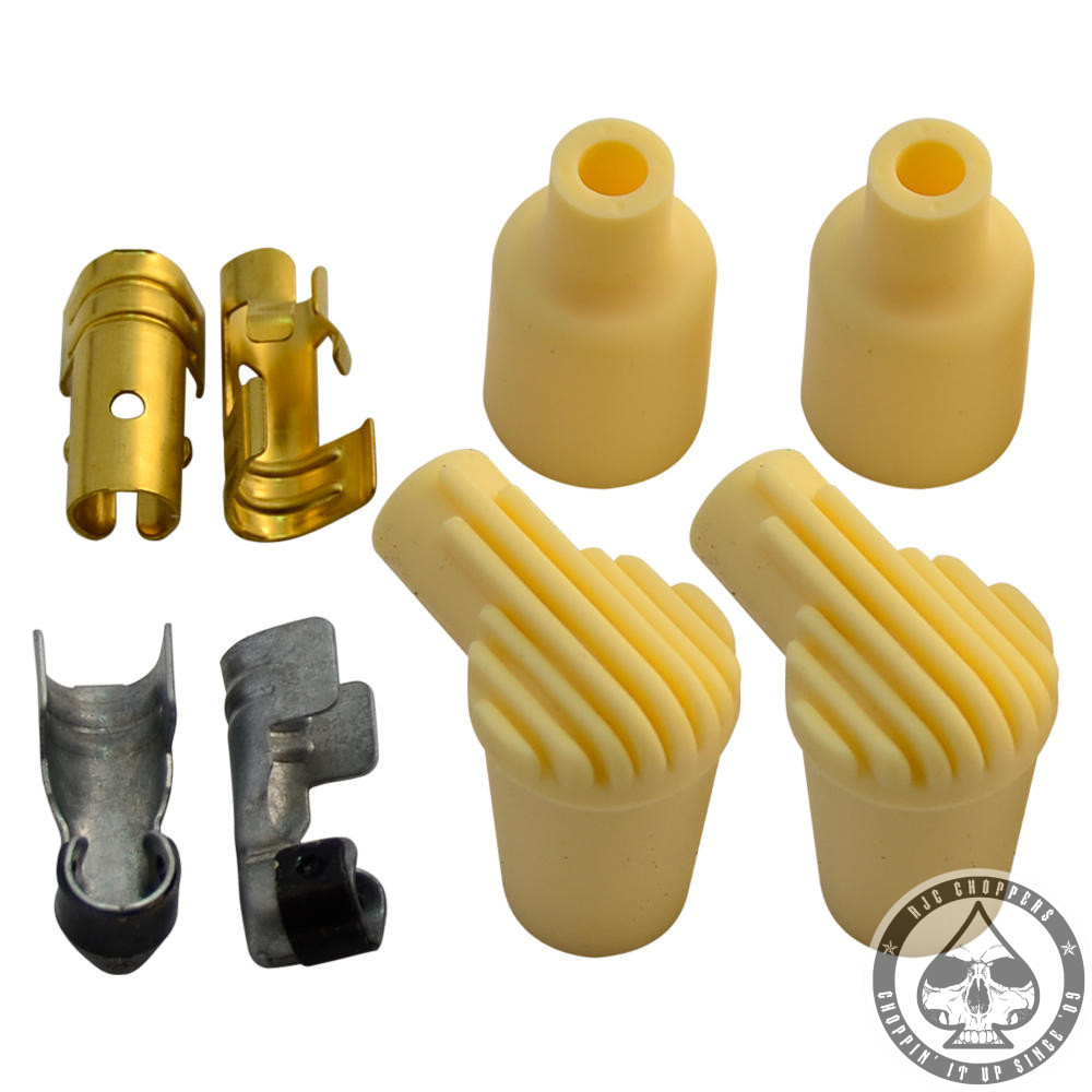 Throttle Addiction Finned Spark Plug Caps Ivory RJC Choppers