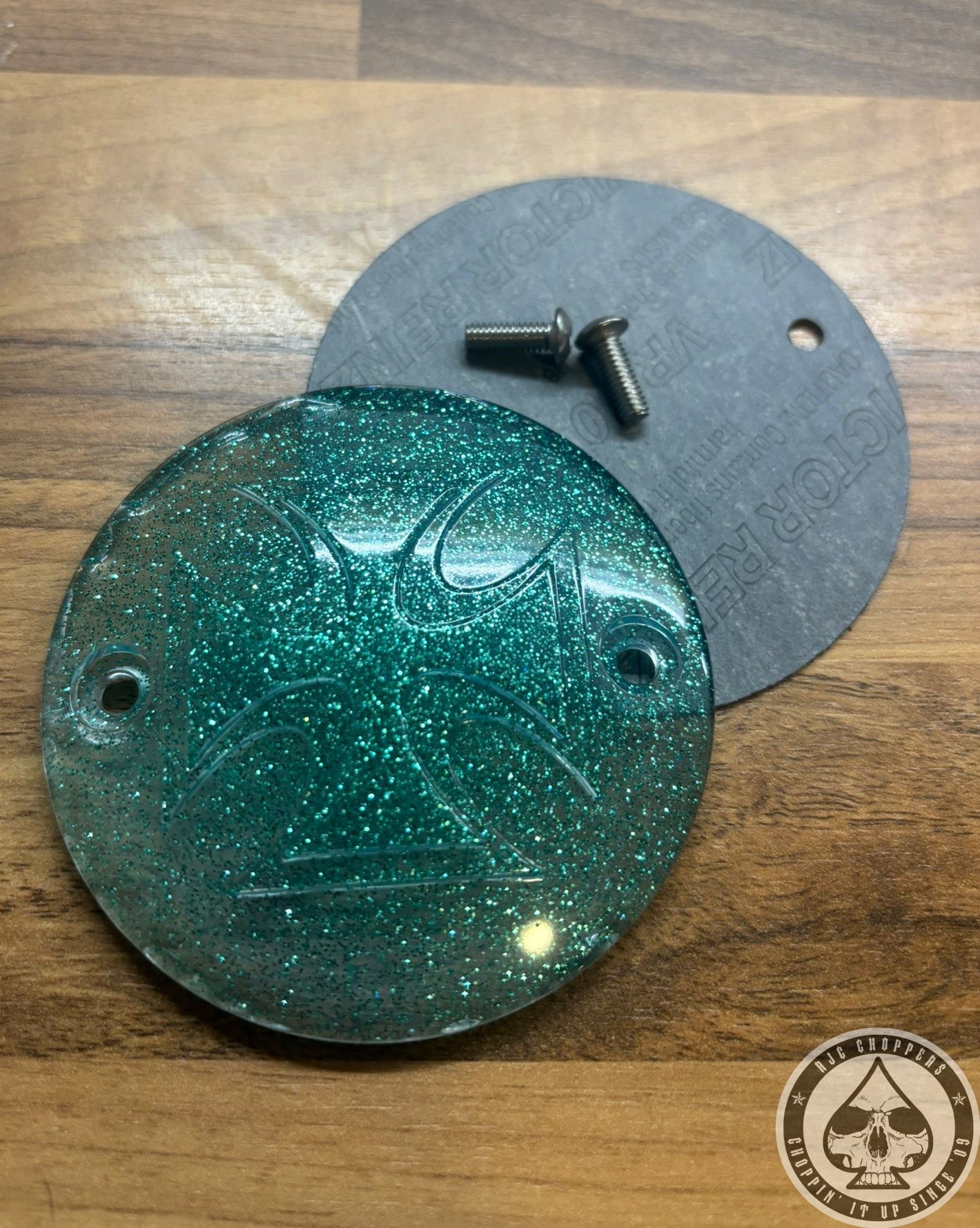 RJC-Choppers, Maltese Cross Resin Point Cover, Flaked Turquoise